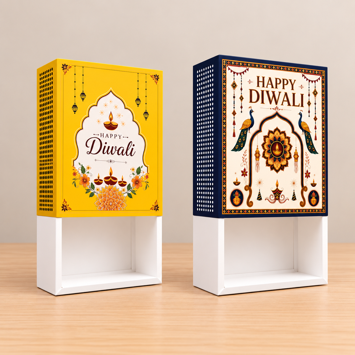 Diwali Matchbox Style Hamper Box | Festive Printed Softboard Gift Box (Mix Designs)