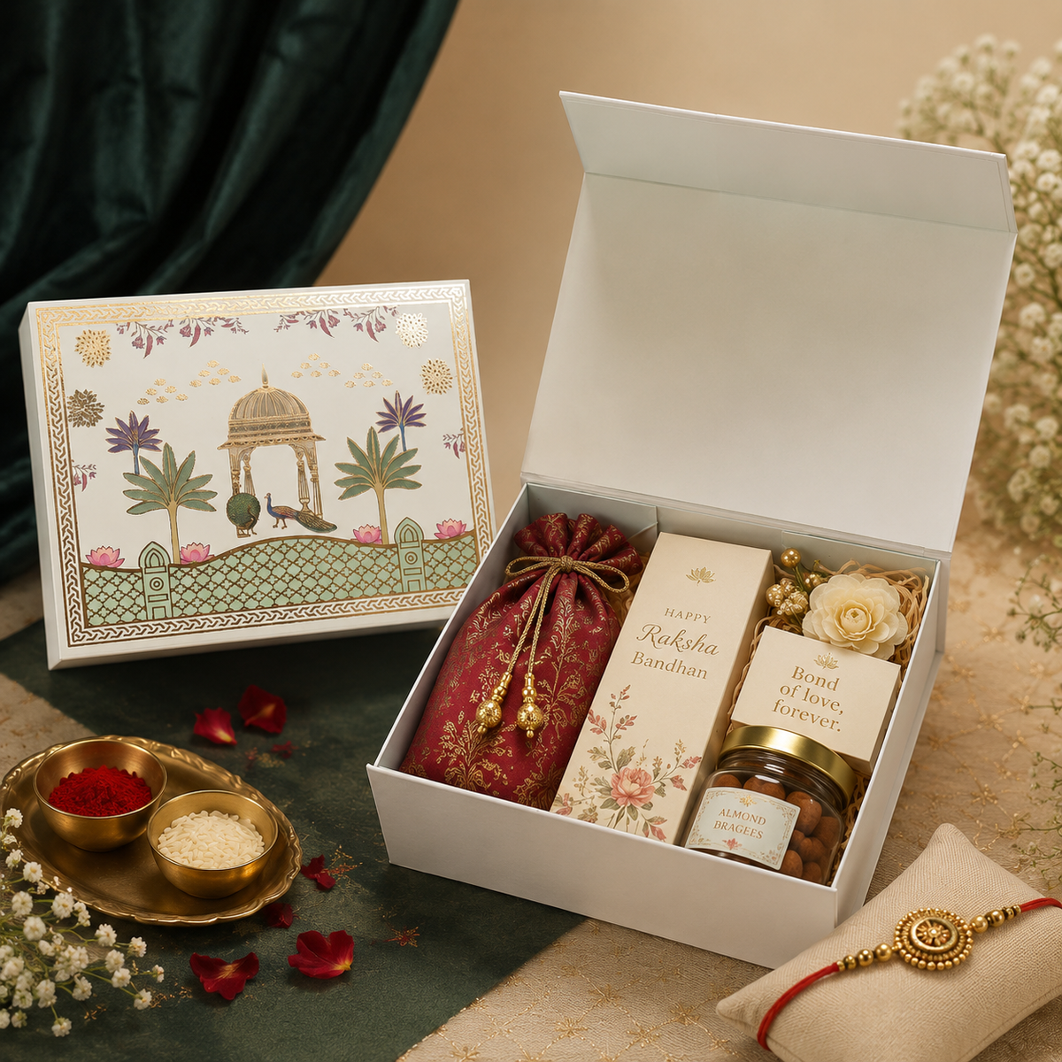 Festive Printed Magnetic Collapsible Gift Box – 10 × 8 × 4 Inches (Mix designs)