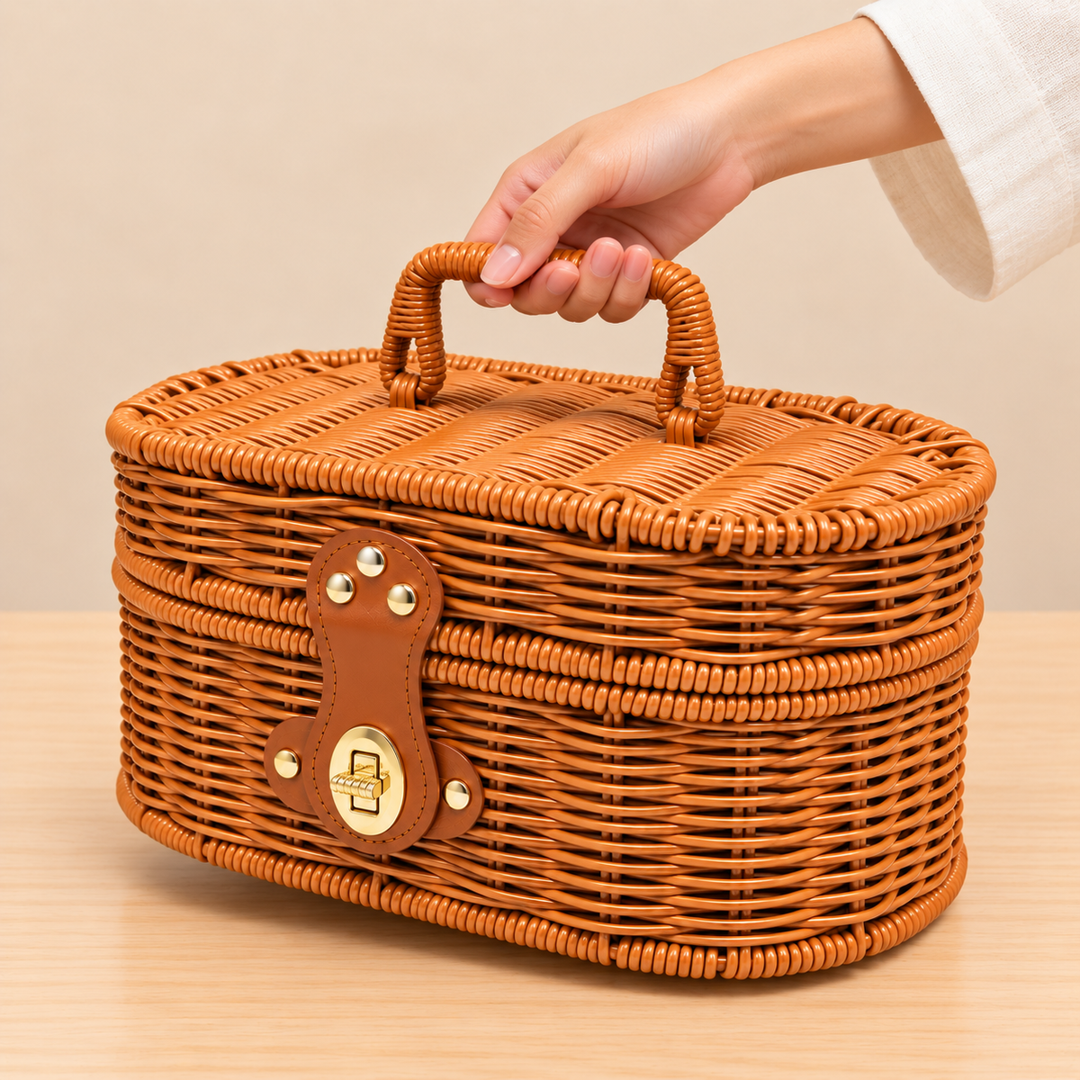 Oval Wicker Trunk Hamper Box with Lid & Handle | Premium Diwali Gift Box
