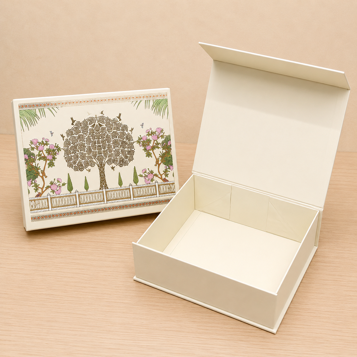 Festive Printed Magnetic Collapsible Gift Box – 10 × 8 × 4 Inches (Mix designs)