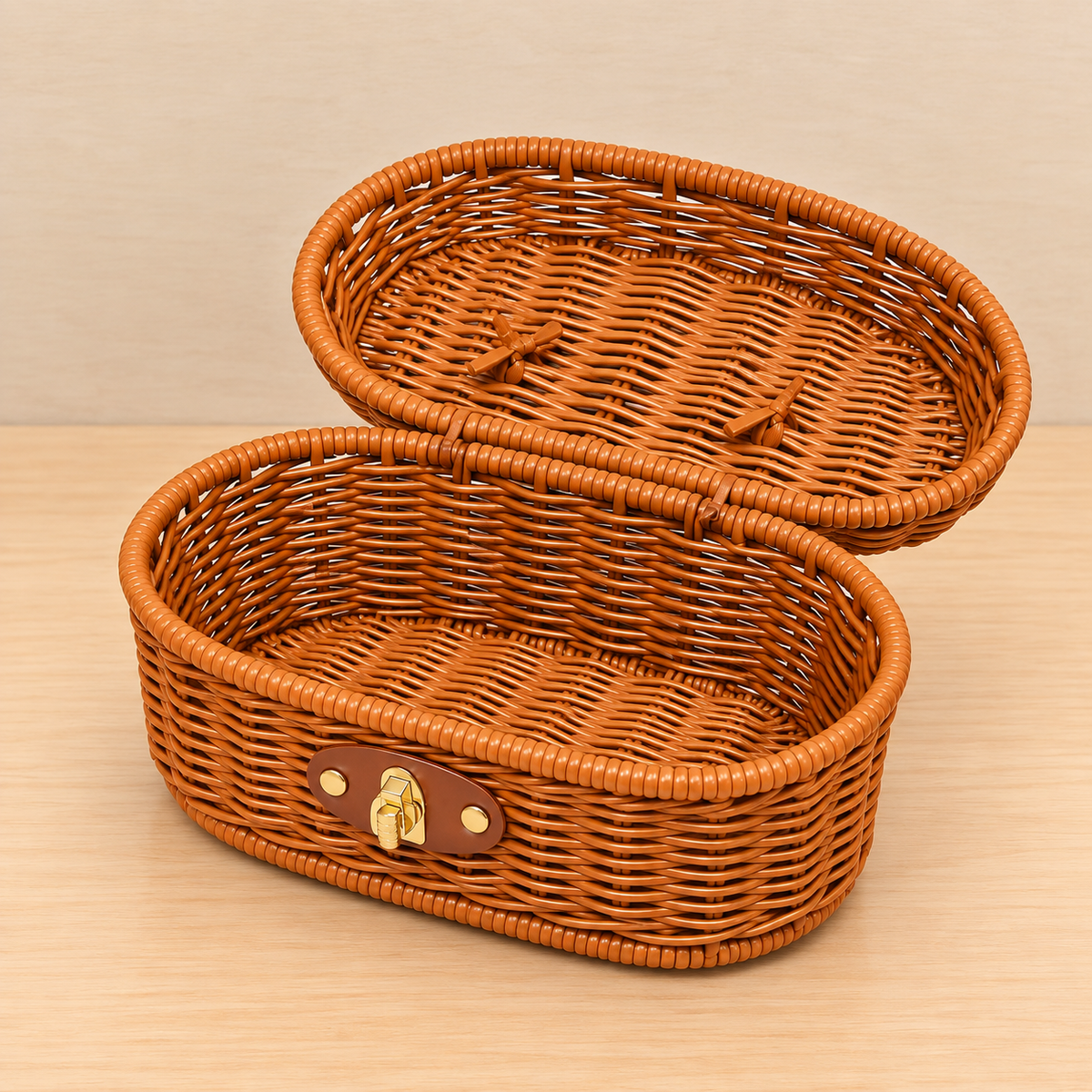 Oval Wicker Trunk Hamper Box with Lid & Handle | Premium Diwali Gift Box