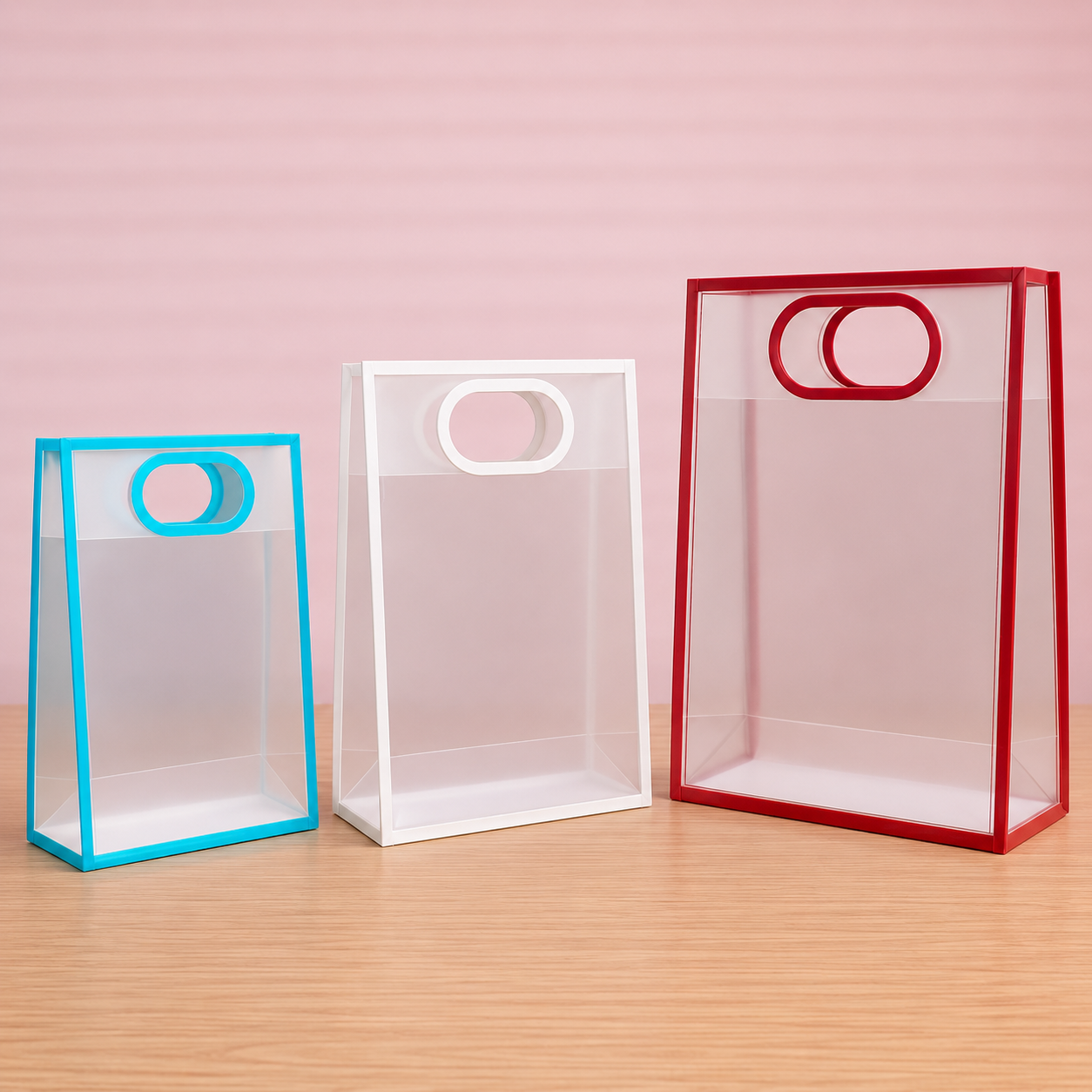 PVC D-Cut Gift Bag – Premium Transparent Gift Packaging Bag (Mix colors)