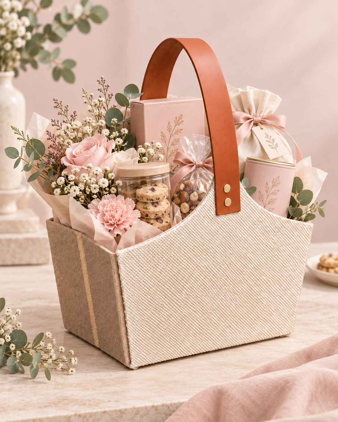 Collapsible Jute Gift Basket with Handle – Eco-Friendly Foldable Hamper Basket