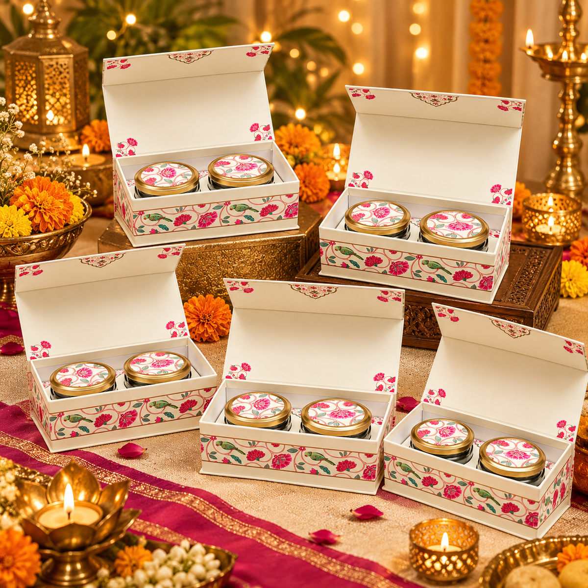 Diwali Jar Hamper Box with 2 Jars | Premium Festive Dry Fruits Box