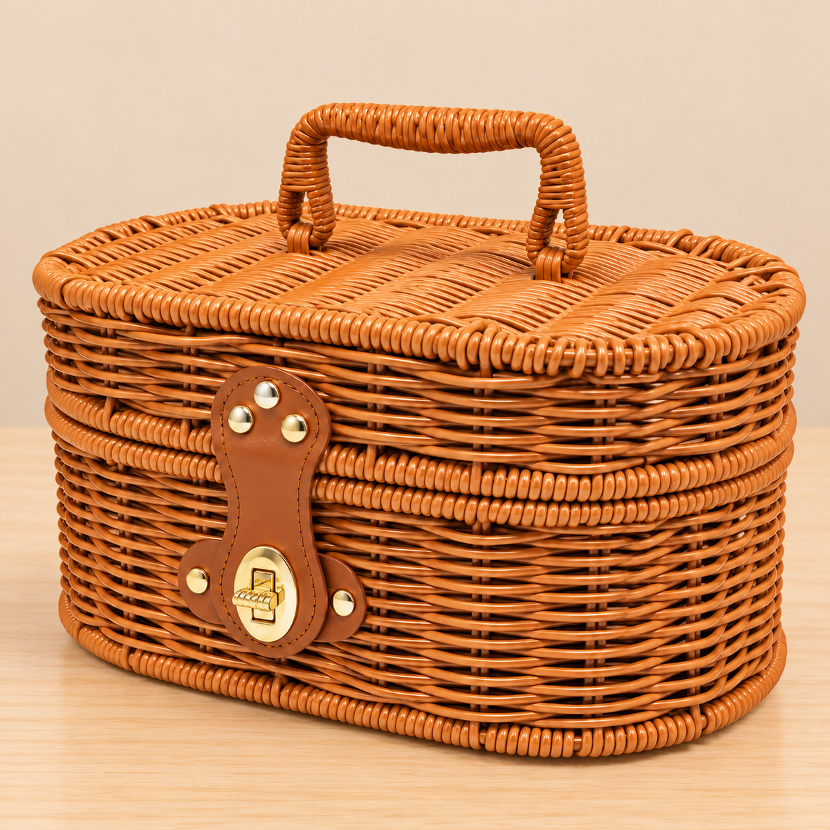 Oval Wicker Trunk Hamper Box with Lid & Handle | Premium Diwali Gift Box