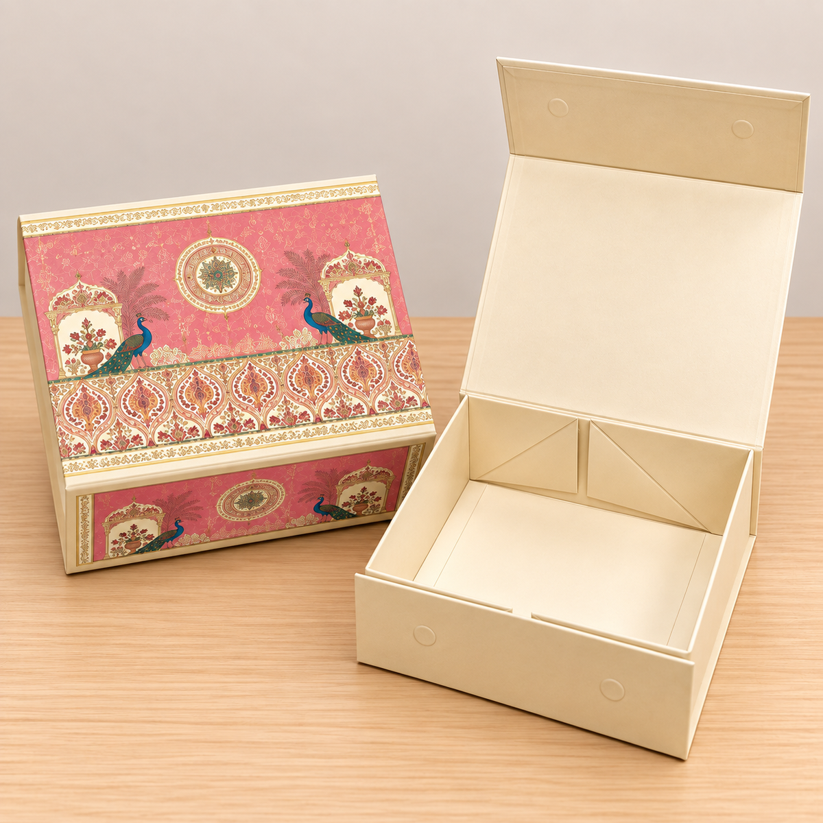 Diwali Festive Printed Collapsible Hamper Box | Gift Box 8 × 8 × 4 Inches (Mix designs)