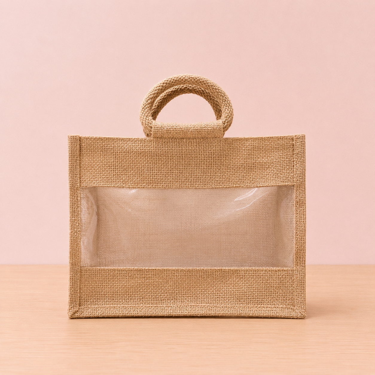 Jute Gift Bag with Transparent Window – Eco-Friendly Reusable Gift Packaging Bag