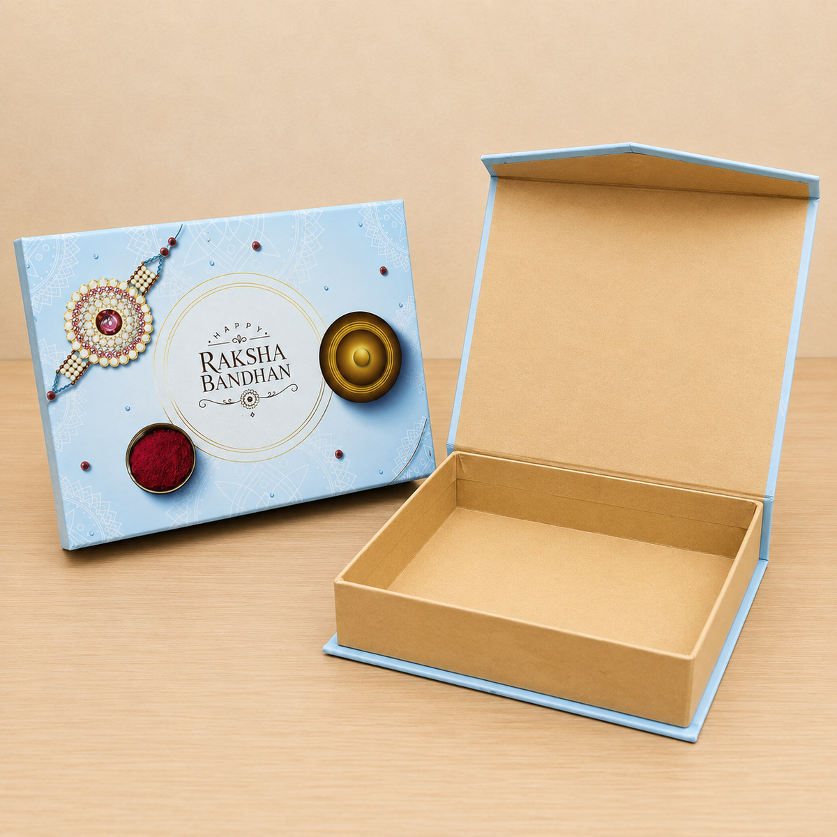 Raksha Bandhan Premium Hardboard Gift Box – 12 Cavity Capacity