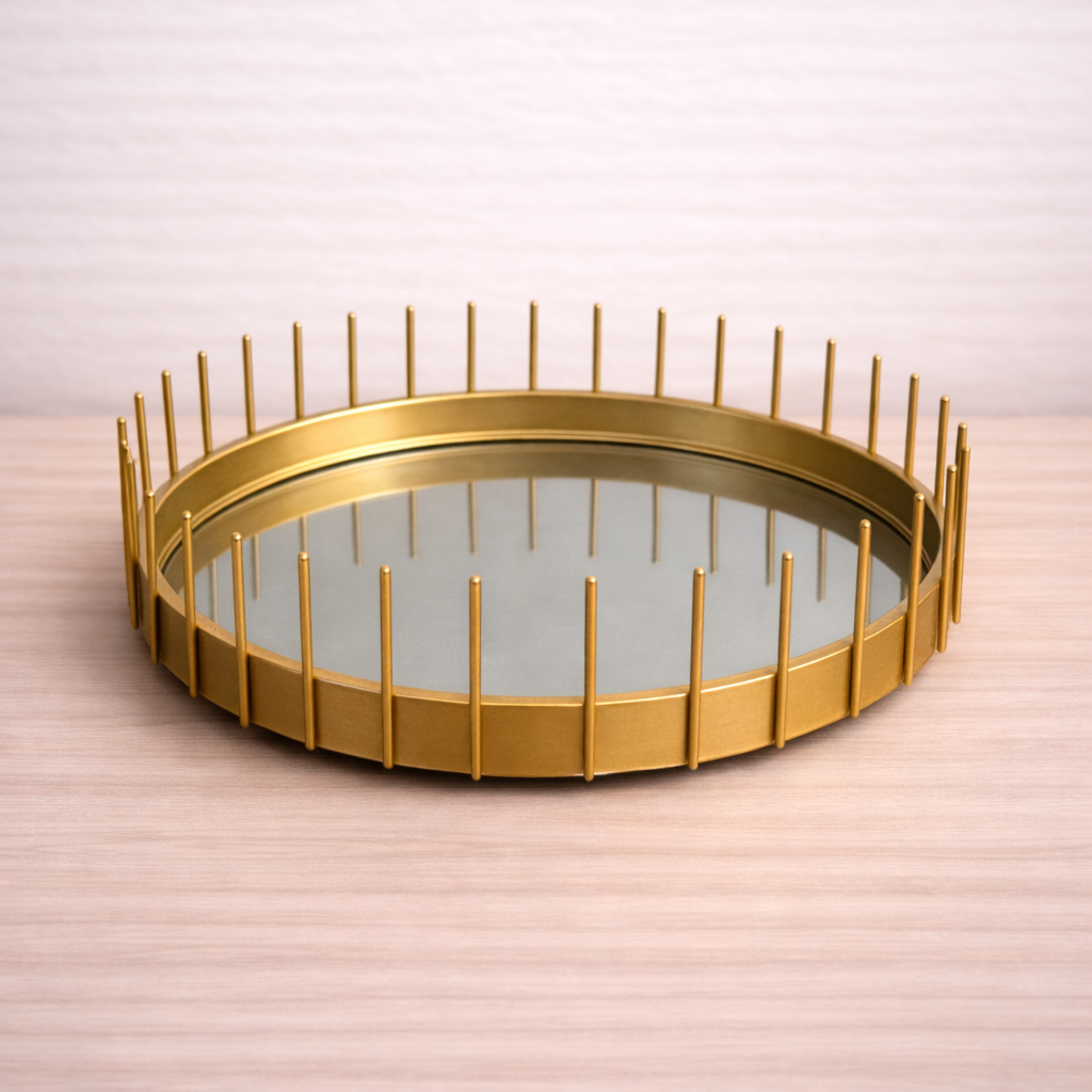 Decorative Metal Mirror Hamper Tray