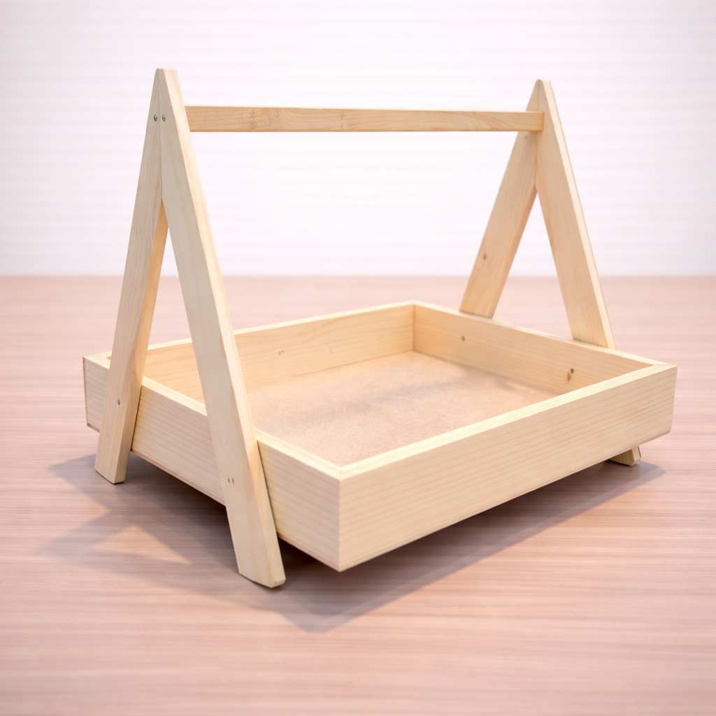 Pinewood Tray with Handle – Decorative Gift Hamper Tray