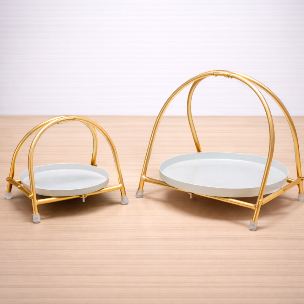 Folding Metal Platter Stand – Decorative Display & Serving Stand