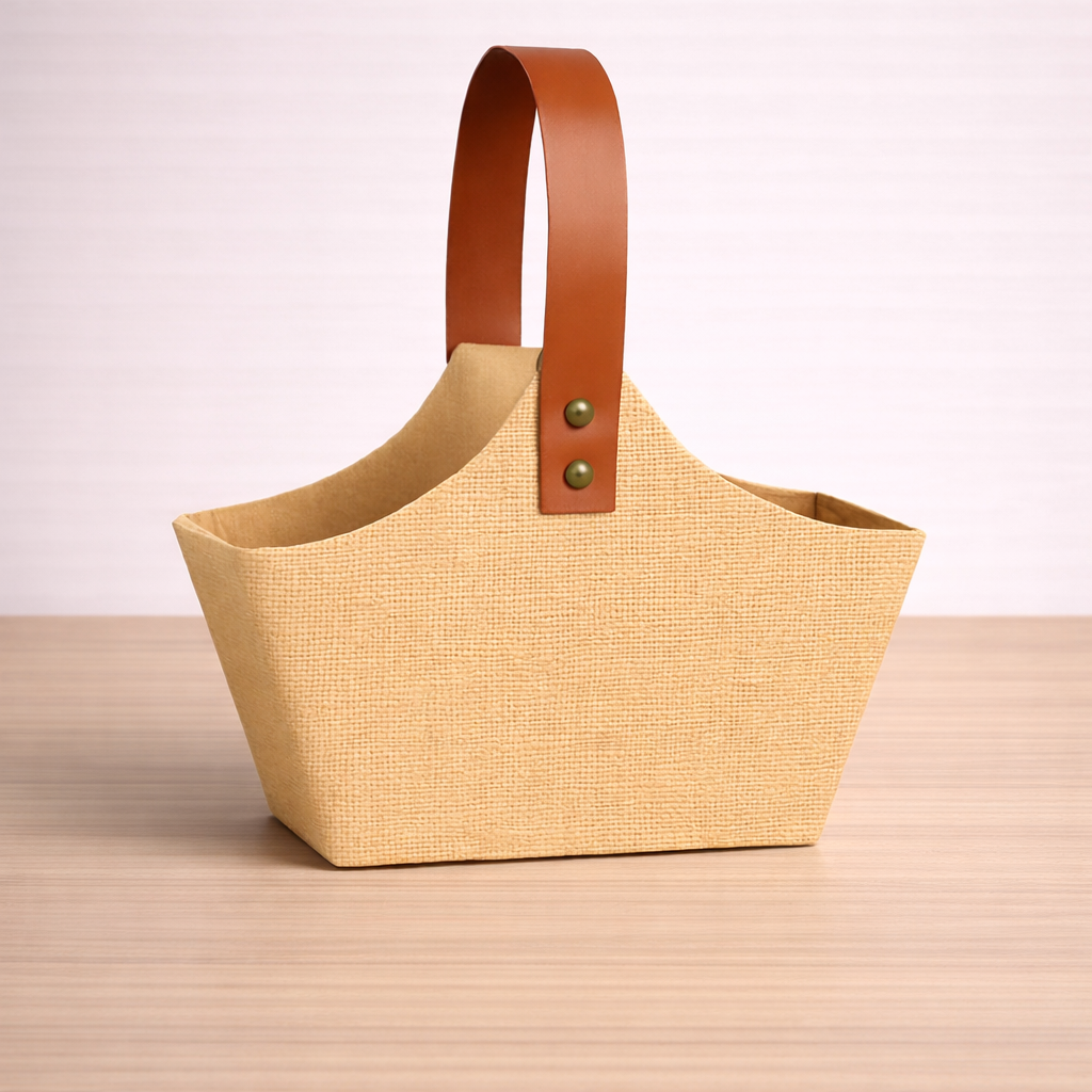Collapsible Jute Gift Basket with Handle – Eco-Friendly Foldable Hamper Basket