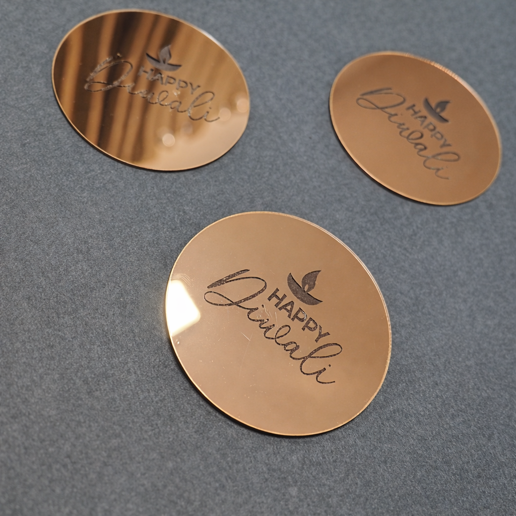 Diwali Acrylic Coin Topper – Premium Rose Gold Decorative Tag
