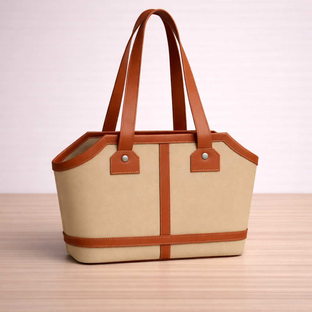 Rustic Leather Gift Basket with Long Handles – Premium Hamper Tote Basket