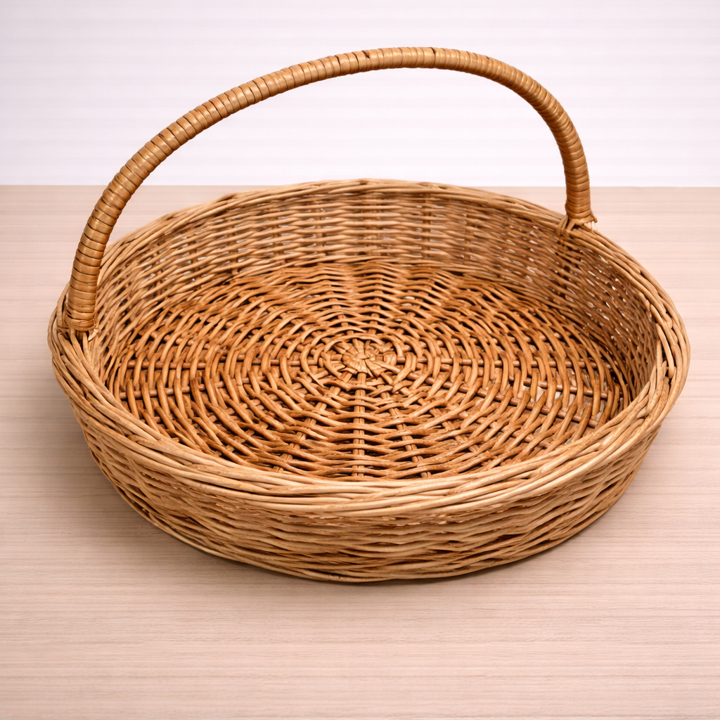 Cane Gift Basket – Handwoven Round Hamper Basket (14 Inch)