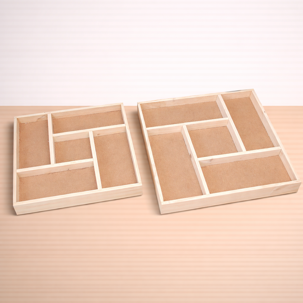 Pinewood Partition Tray – Multi-Section Wooden Gift & Storage Tray (10” & 12”)