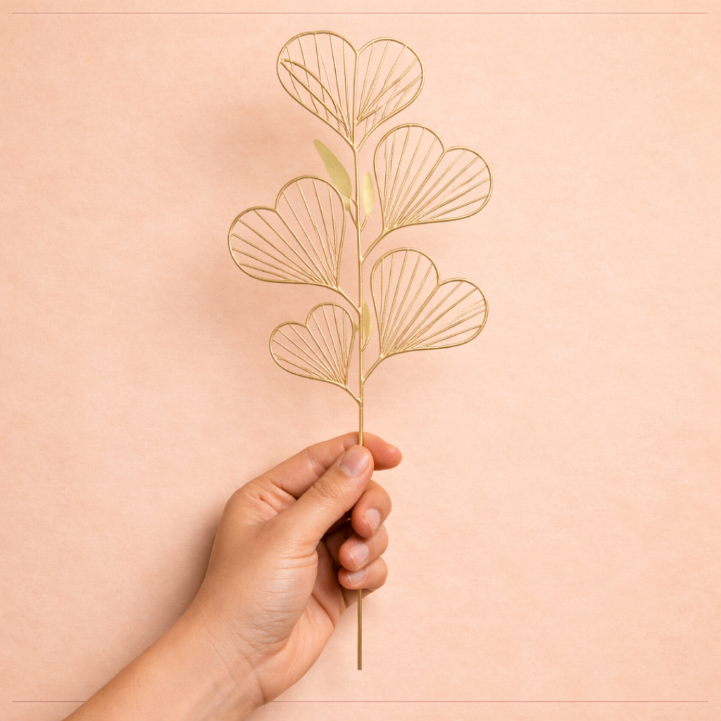 Decorative Luxe Heart Metallic Stick for Bouquet Decoration