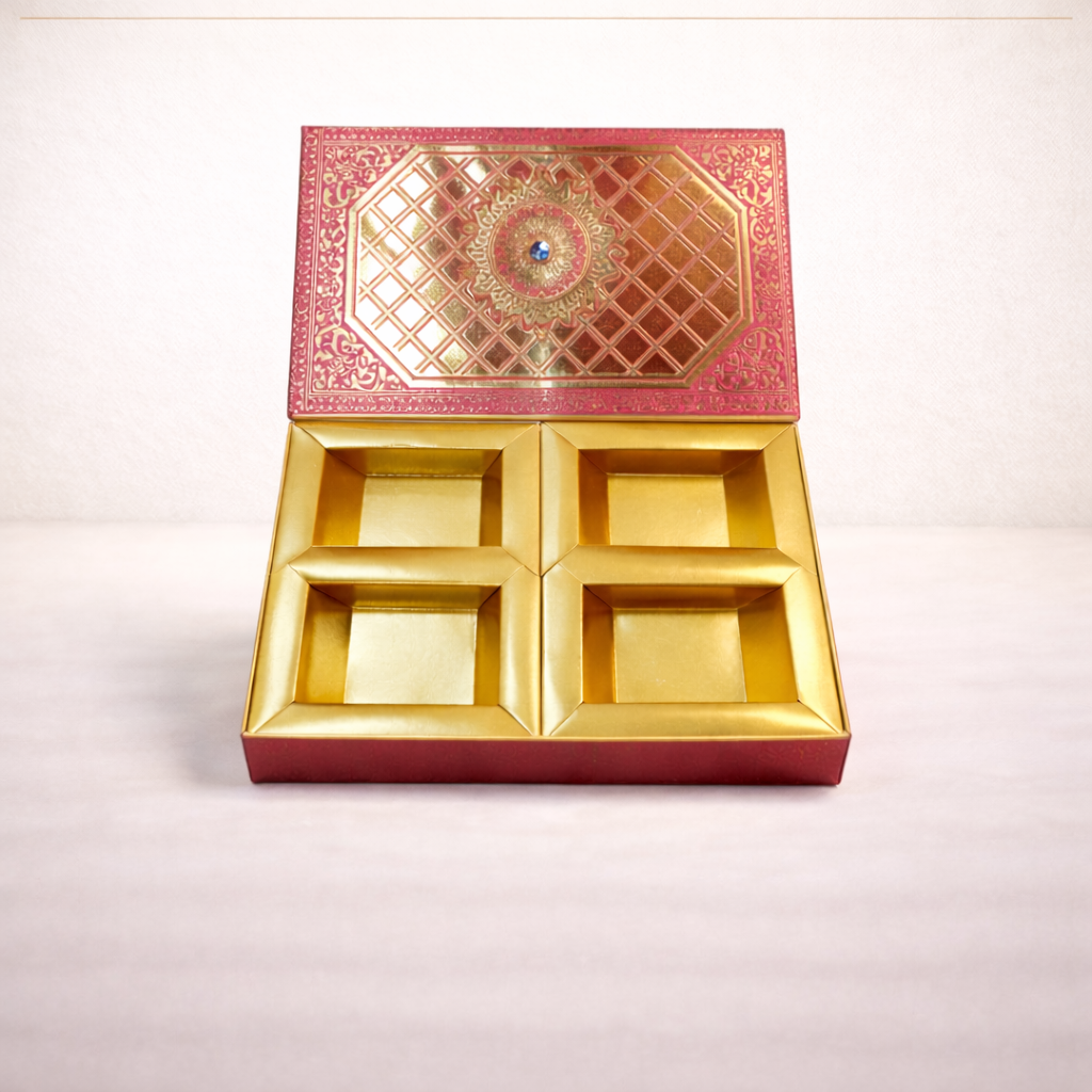 Decorative Dry Fruit Gift Box with 4 Compartments