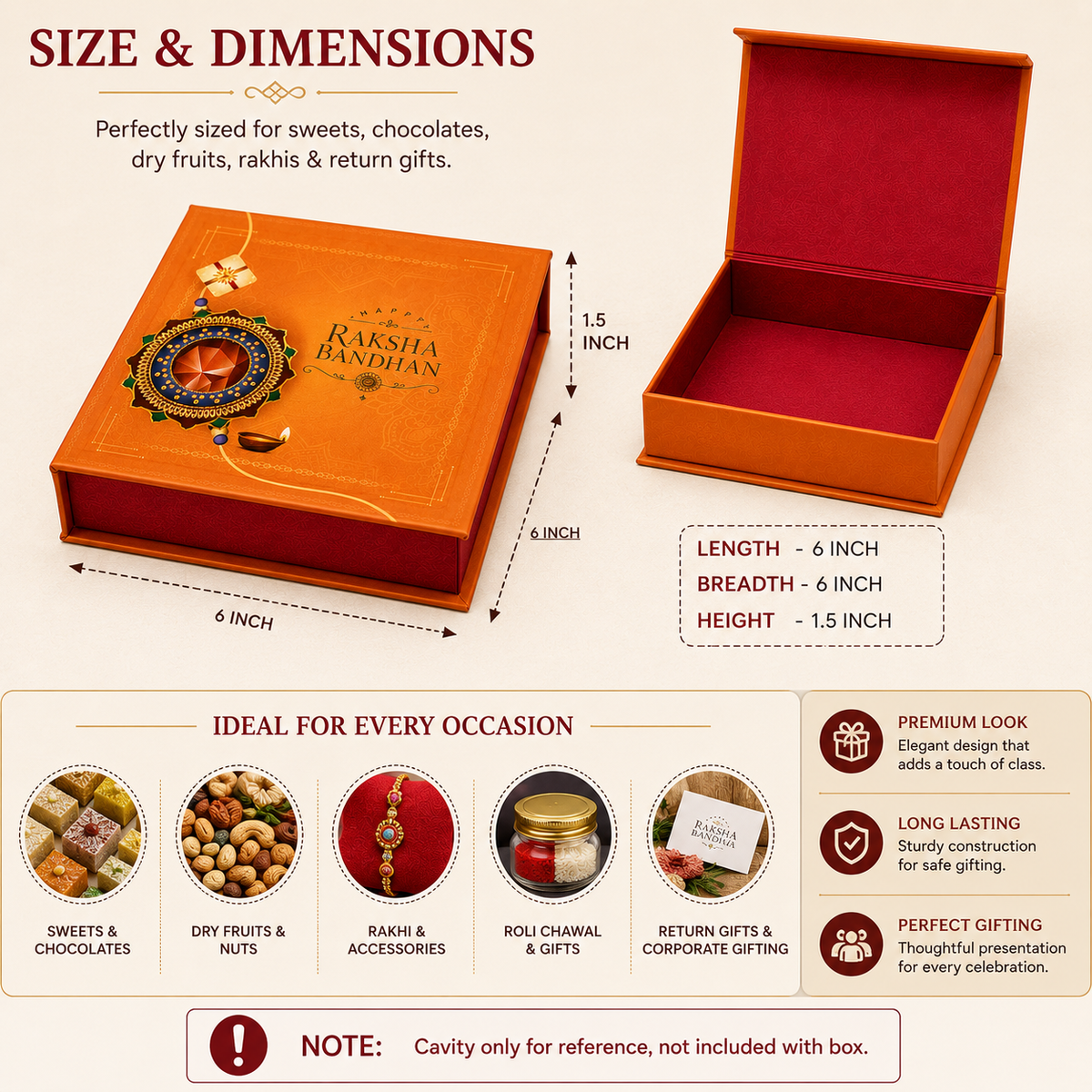 Raksha Bandhan Premium Hardboard Gift Box – 9 Cavity Capacity (Mix designs)