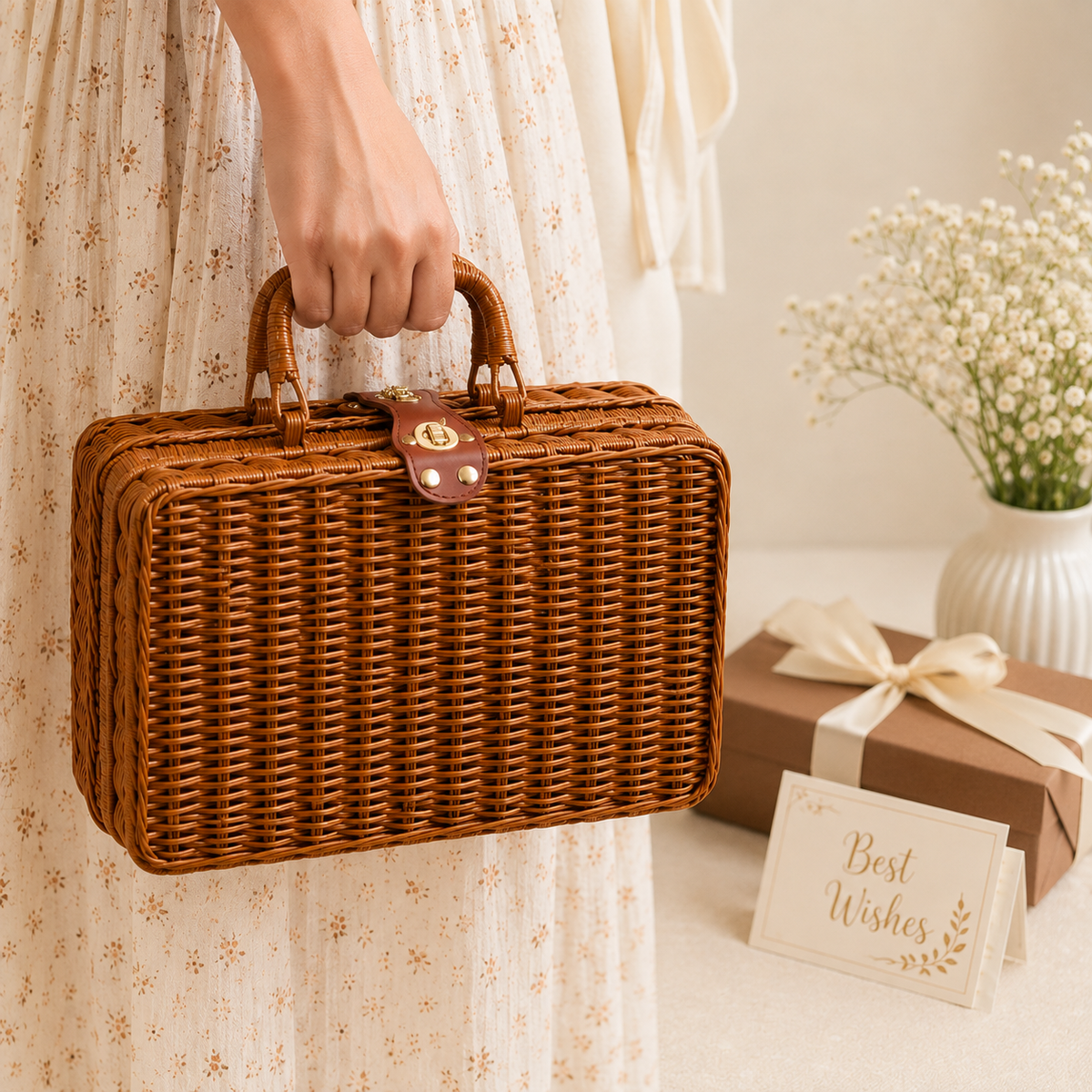 Premium Wicker Hamper Box with Handle & Lock