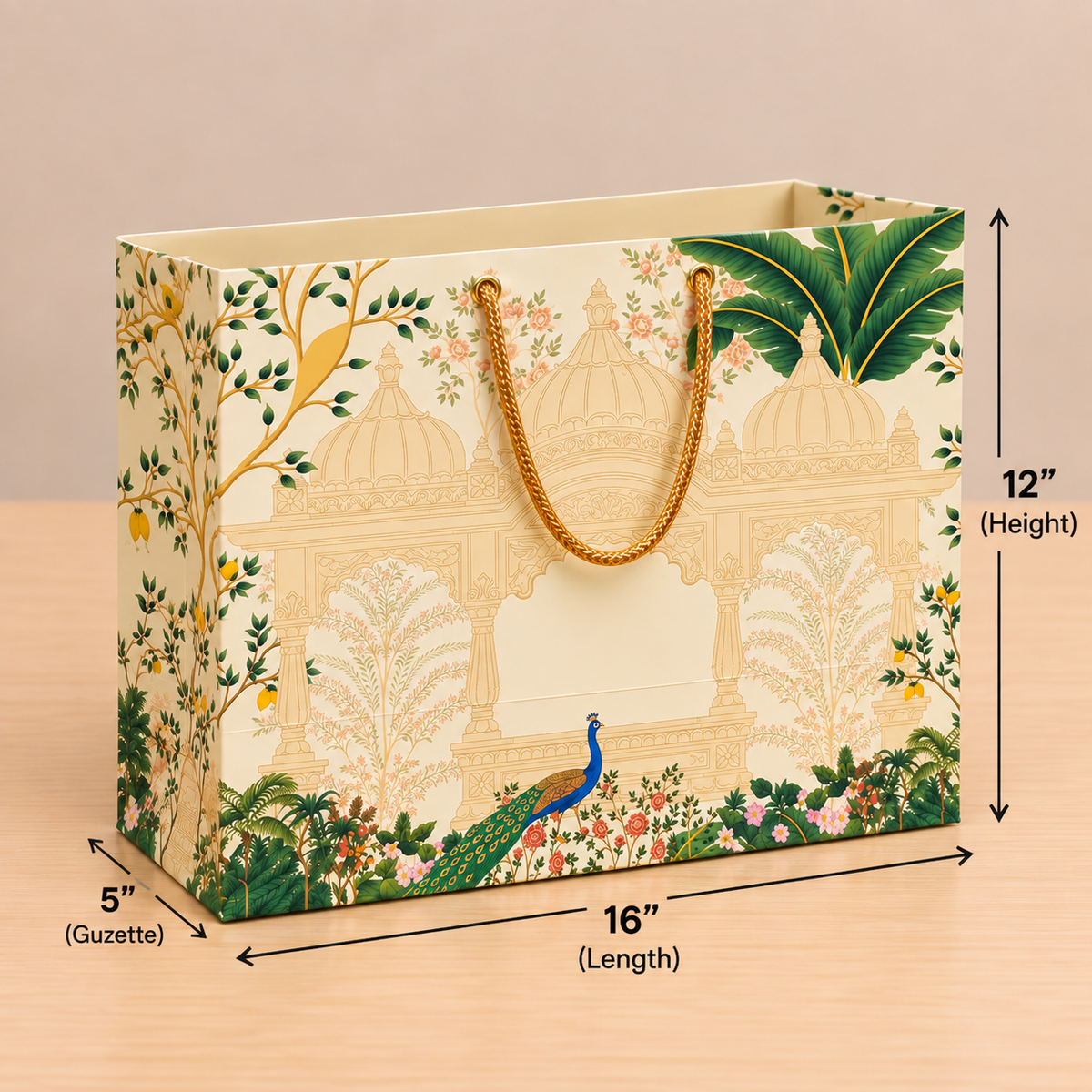 Premium Printed Hamper Gift Bag with Rope Handle | Large Gifting Bag | 16 × 12 × 5 Inches