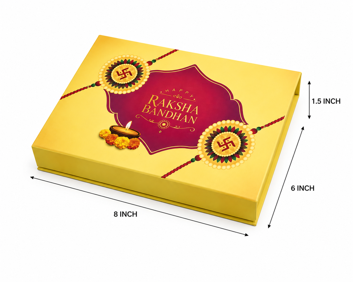 Raksha Bandhan Premium Hardboard Gift Box – 12 Cavity Capacity