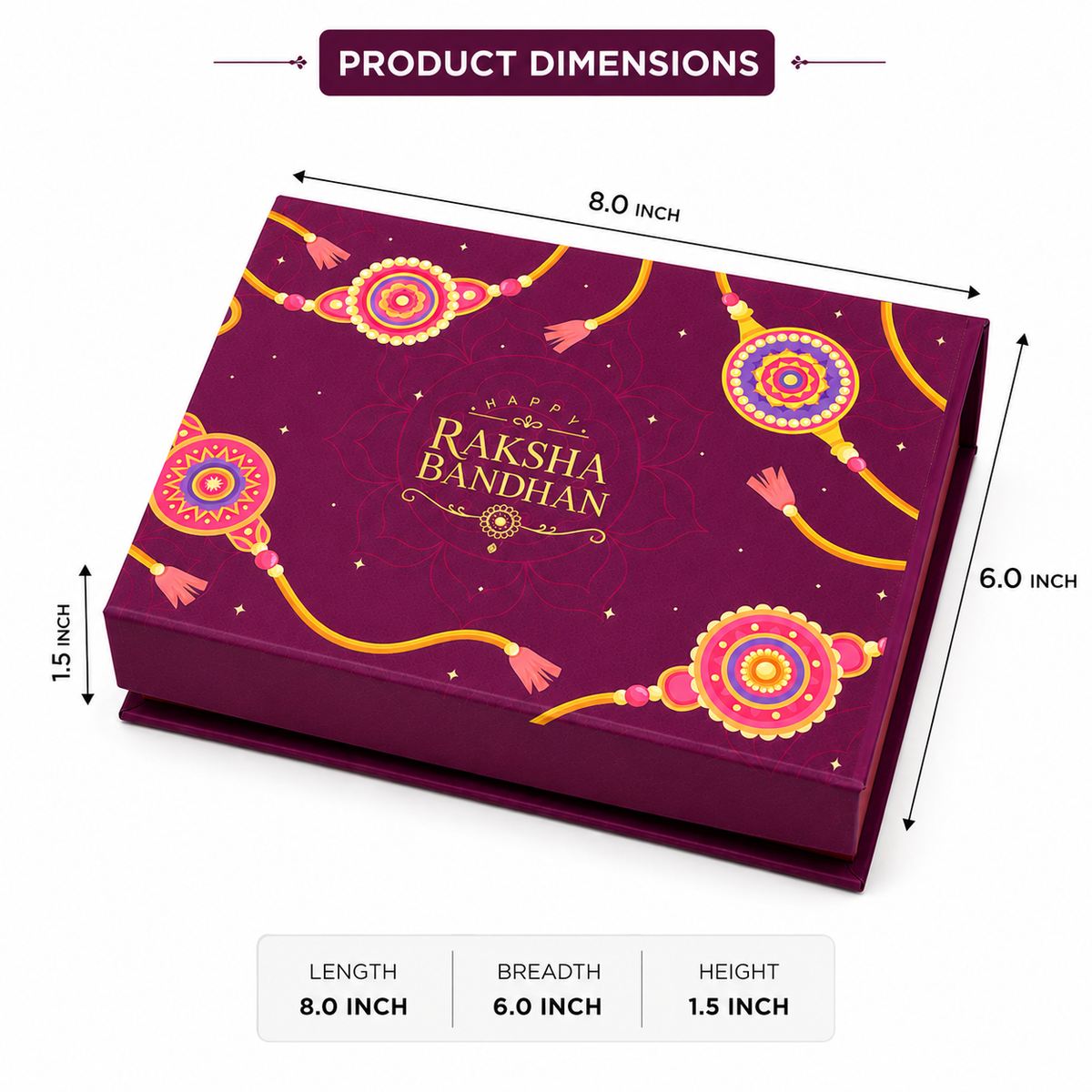 Raksha Bandhan Premium Hardboard Gift Box – 12 Cavity Capacity