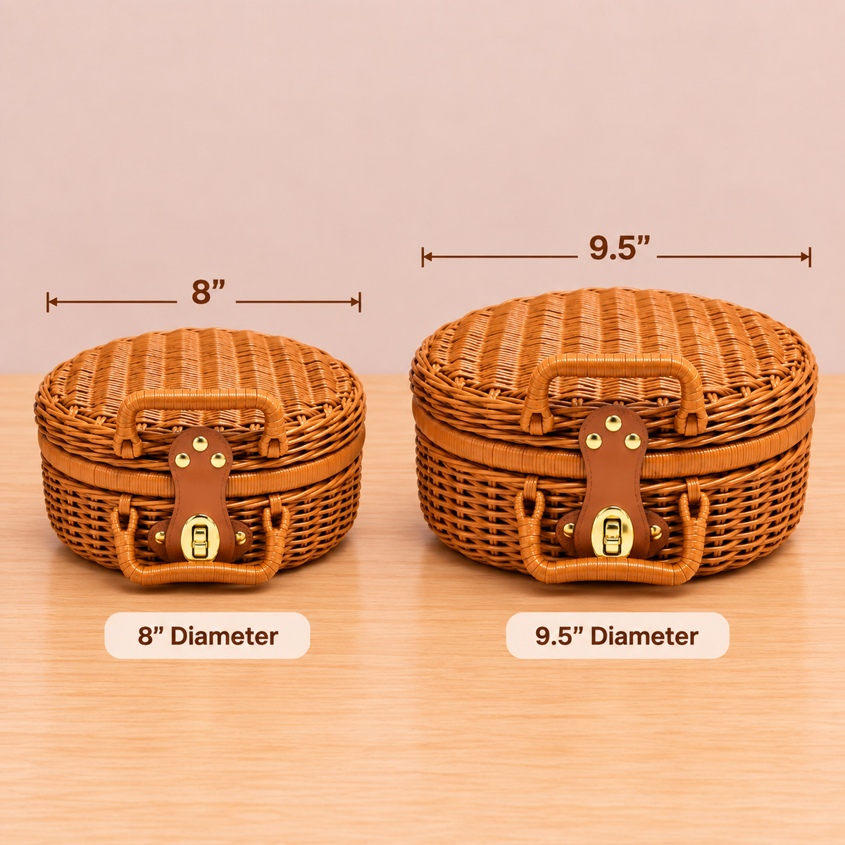 Round Wicker Trunk Hamper Box with Lock & Handle | Premium Gift Box