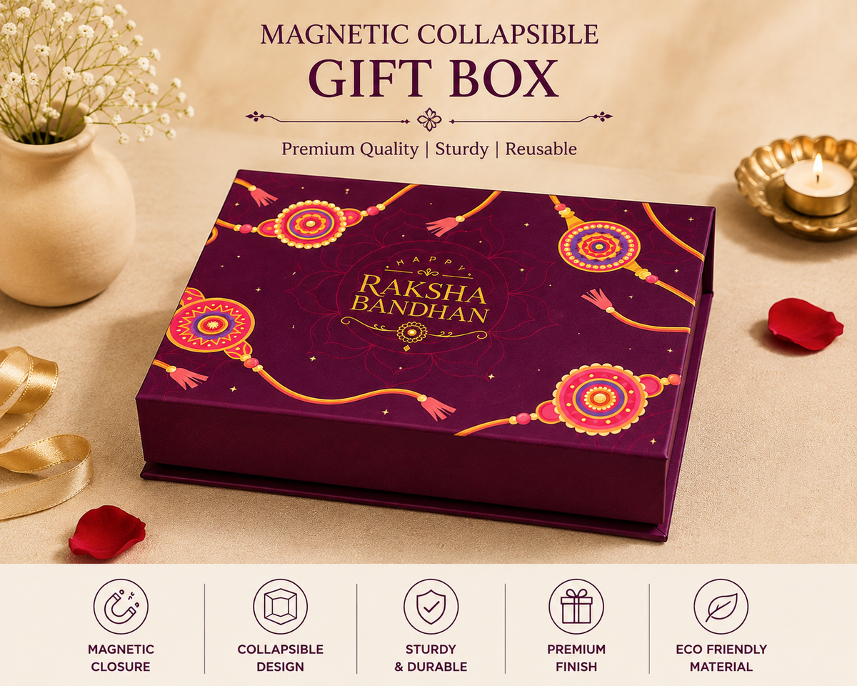 Raksha Bandhan Premium Hardboard Gift Box – 12 Cavity Capacity