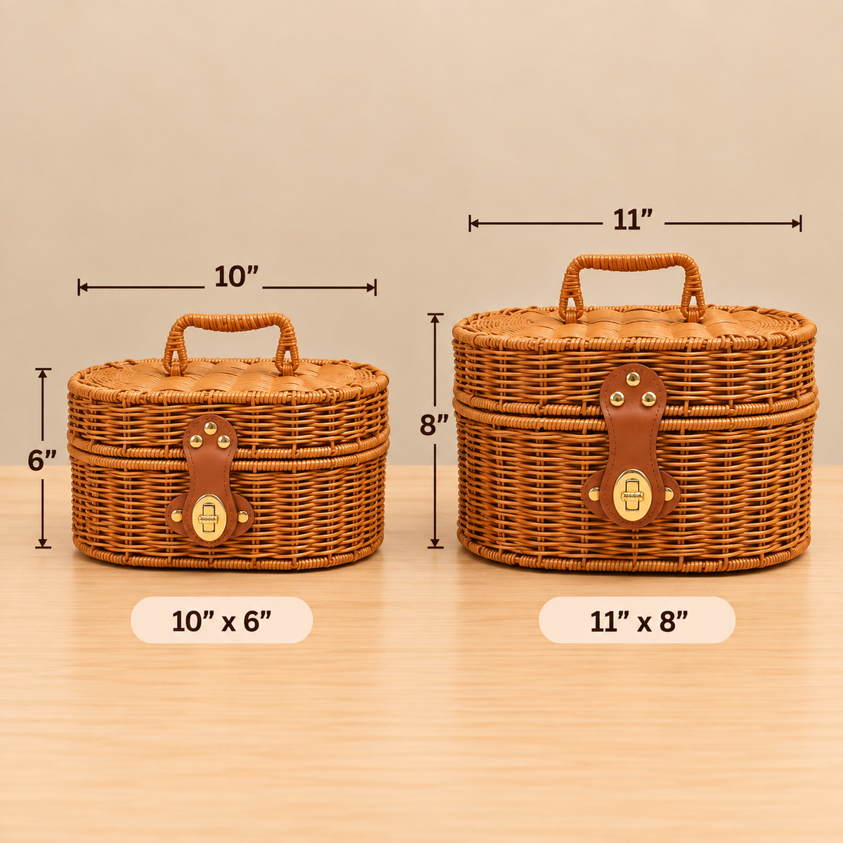 Oval Wicker Trunk Hamper Box with Lid & Handle | Premium Diwali Gift Box