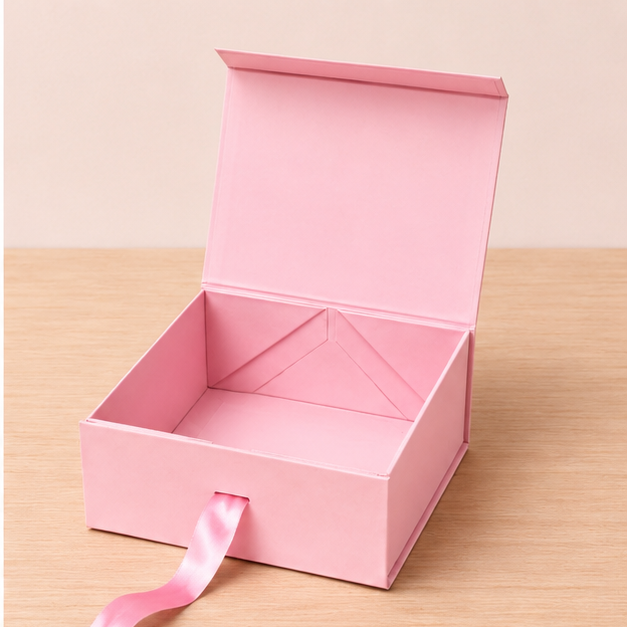 Collapsible Magnetic Ribbon Gift Box – Premium Foldable Hamper Box - Small